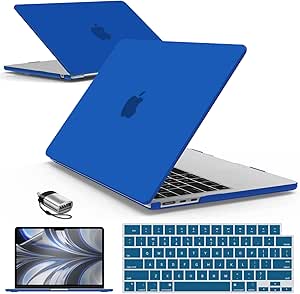 IBENZER Compatible with 2024 2023 2022 MacBook Air 13 inch Case M3 A3113 M2 A2681, HardShell Case & KeyboardCover & ScreenFilm & Type-C Adapter for Mac Air 13.6, Klein Blue, AT13-KK-KLBL 2TC