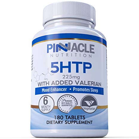 5-HTP 225mg 180 Tablets (6 Month Supply) - Double Strength 5 HTP with Added Valerian - Food Supplement