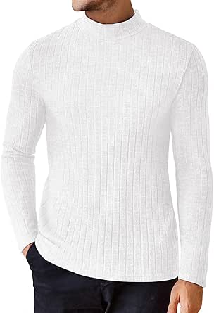 Ekouaer Men's Mock Turtleneck Shirts Long Sleeve Underwear Tops Fleece Ribbed Knit Pullover Sweater Basic Thermal Sweatshirts