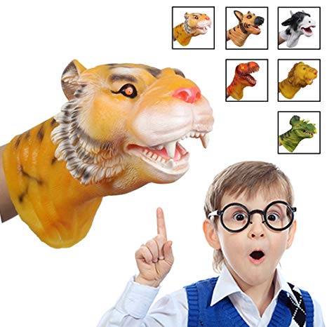 [Tiger]Dinosaur Hand Puppet, Bagvhandbagro Soft Rubber Hand Puppet Perfect Gift for Kids