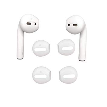 DamonLight {Fit in The case} Airpods Earpods Covers Anti-Slip Silicone Soft Sport Covers Accessories Apple AirPods Earbud airpods eartips 2 Pairs White (NOT include airpods)