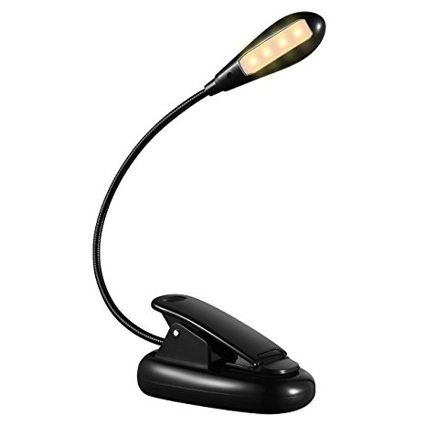 LED Book Light, Patec 2-level Brightness Warm Reading Light, Rechargeable and Silicone Neck Flexible 4 LED Table Light,Mini Size,Reading Lamp with Soft Padded Clamp, Eye-Care, Soft Light Designed for Night Reading, Kindle, Ebook, Students, Kids, Bed Readers, Knitting, Dormitory