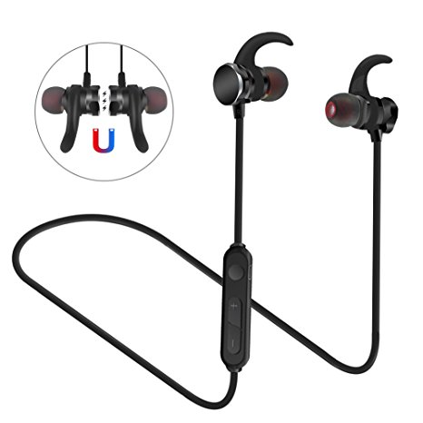 Bluetooth Headphones, Rusee 4.1 Magnetic Sweatproof Stereo Bluetooth Earphones with Microphone Sports Running Fitness Workout for iPhone iPad Samsung or Bluetooth Device
