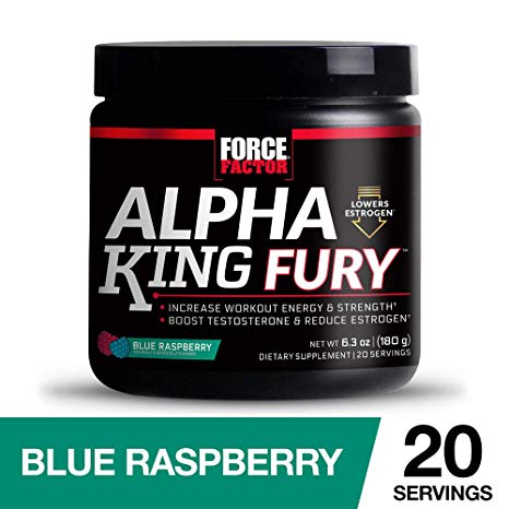Force Factor Alpha King Fury Drink Powder with AlphaFen, CarnoSyn, and L-Citrulline to Boost Testosterone, Reduce Estrogen, and Improve Physical Performance, 20 Servings