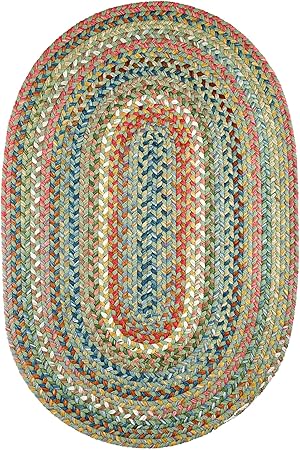 Super Area Rugs Gemstone Made in USA Braided Rug Colorful Kitchen Living Room Carpet, Peridot 10' X 13'