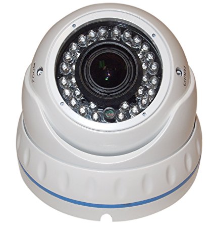 Evertech (CDM372 V.12 W) CCTV Security Camera - 1200 TVL, 36 IR LED Color, 2.8~12mm Wide Angle ZOOM Vari-focal Lens Indoor & Outdoor-Day & Night Metal White Home Security Surveillance Dome Camera - White