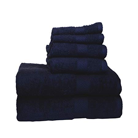 Baltic Linen Ultra 100% Cotton Towels, 2 Bath Towels, 2 Hand Towels, 2 Washcloths, Navy, 6 Piece Set