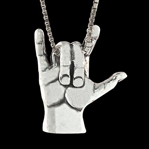 ASL Pendant Necklace Love Sign Pendant Sterling Silver Jewelry ASL Jewelry American Sign Language Symbol of Love Gift for Mom Present Gift Valentine's Day Gift Valentine Gift