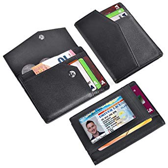 Slim Men's Wallets, Zonlicat Minimalist Front Pocket RFID Blocking Genuinu Leather Credit Card Holder Wallet