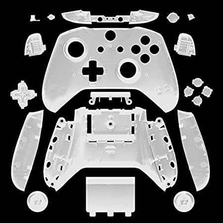 WPS Matte Case Housing Full Shell Set Faceplates   ABXY Buttons   RB LB Bumpers   Right/Left Rails for Xbox One S Slim (3.5 mm Headphone Jack) Controllers (Transparent Clear)