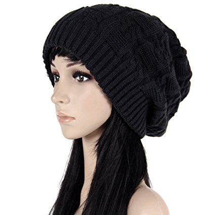 Surblue Unisex Trendy Warm Oversized Chunky Cable Knit Slouchy Beanie