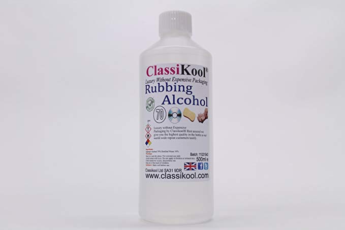 Classikool 70% Pure Isopropyl Rubbing Alcohol + 30% Pure Distilled Water - Choose Size [*Free UK Post] (500ml)
