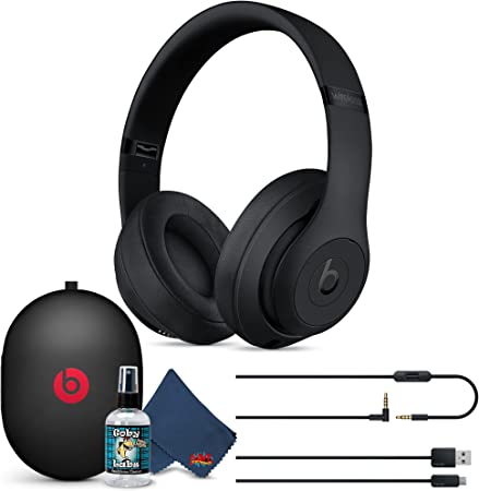 Beats Studio3 Wireless Over-Ear Noise Cancelling Bluetooth Headphones (Matte Black) with 6Ave Cleaning Kit