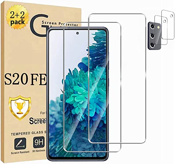 Galaxy S20 FE Screen Protector 【2 2 Pack】With Camera Lens Protector 【Full Coverage】Compatible Fingerprint 9H Hardness Tempered Glass Screen Protector for Samsung Galaxy S20 FE 5G