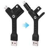 Yowosmart Short Lightning to USB Key Charger Cable 2-in-1 Dual Connectors MicroUSB Keychain Apple Mfi-Certified for iPhone 6s iPhone 6s Plus 5S 5C 5 Samsung Galaxy S6 S6 Edge S5 Note Edge Note 4