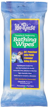 No Rinse Cleansing & Deodorizing Bathing Wipes - 8 ea