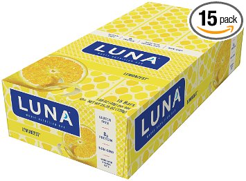 LUNA BAR - Gluten Free Bar - Lemon Zest - (1.69 Ounce Snack Bar, 15 Count)