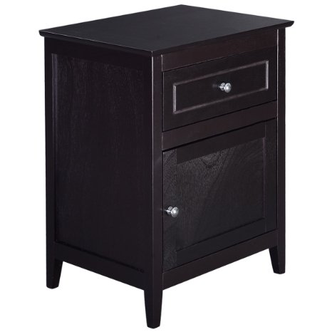 Giantex End Table Nightstand Bedroom Living Room Furniture Espresso Beechwood