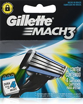 Gíllette Mach 3 Razor Refill Cartridges, 4 Count (1 pack, 4 Blades to a pack)