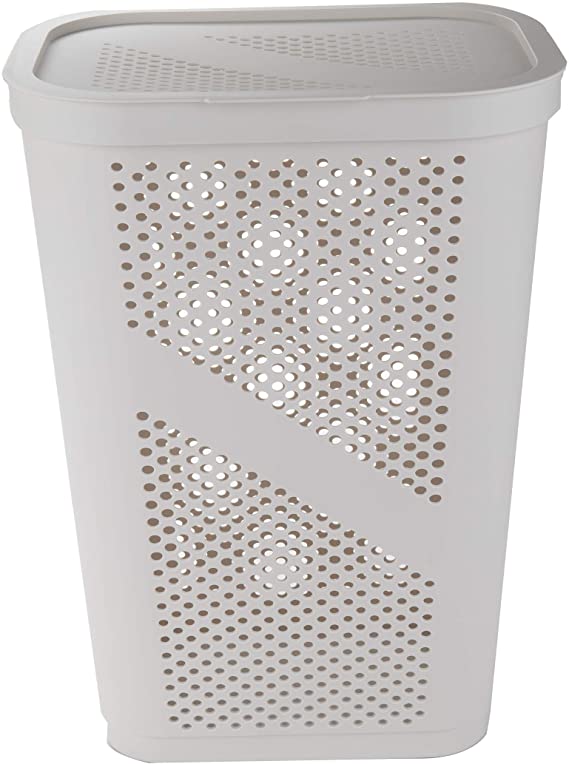 Mind Reader Perforated Plastic Laundry Basket 60 Liter/16 Gallon, Lightweight Hamper, Ivory