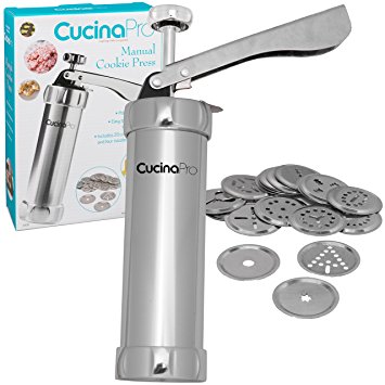 CucinaPro Cookie Press Set with 20 Discs and Four Icing Nozzles