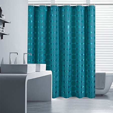 Uphome 72 X 72 Inch Chic Solid Round Shaped Pattern Kids Bathroom Shower Curtain - Teal/Deep Green Waterproof and Non-mildew Polyester Fabric Curtains Bathroom Decoration Designs