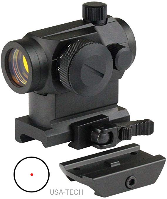 USA-TECH Tactical Mini Micro Reflex Dot Scope Sight with QD Quick Riser Mount, Only Red