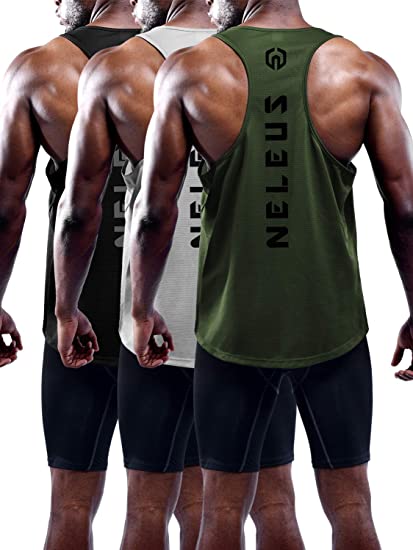 Neleus Men's 3 Pack Dry Fit Y-Back Muscle Tank Top