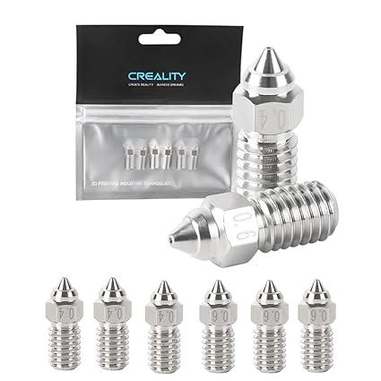 Creality Official Ender 5 S1 Extruder Nozzles High Speed Nozzle,3PCS 0.4mm Nozzle   3PCS 0.6mm Nozzle for Ender 7 3D Printer and Spider 1.0 Hotend Kit (Pack of 6)