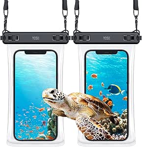 YOSH TPU Waterproof Phone Pouch with Wider Lanyard, 2-Pack Waterproof Phone Case Dry Bag for Swimming for iPhone 15 14 Plus 13 12 11 Pro Max, Samsung S24 S23 Ultra S22 A55, Xiamo 14 Ultra up to 7.5"