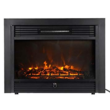 Decdeal Embedded Electric Fireplace Adjustable LED Flame with Remote, 1500W Heater, 28.7" L x 21" W