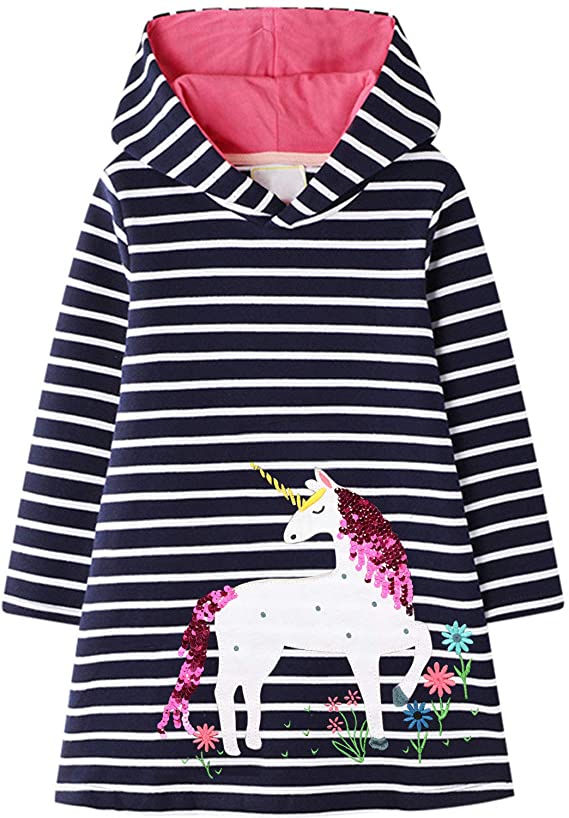 Fiream Girls Casual Dress for Kids Cotton Long Sleeve Shirt Clothes