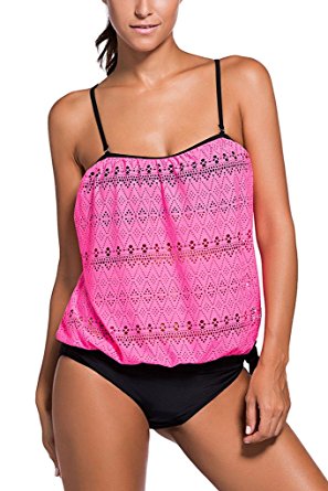 Dokotoo Womens Solid Soft Cup Strapless Tankini With Triangular Briefs