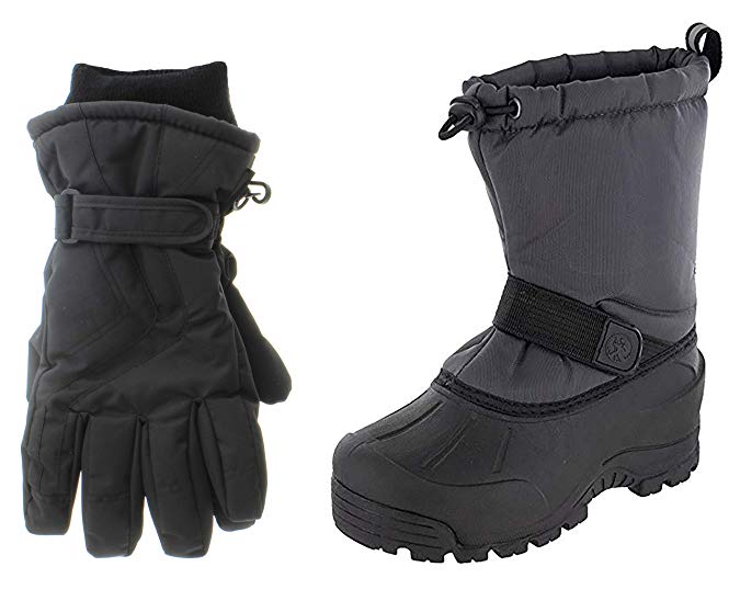 Northside Frosty Kids Winter Snow Boots & Gloves Combo for Girls & Boys