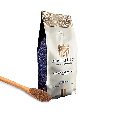 Marquis - Colombian Supremo Ground Coffee, Rich and Bold 100% Colombian Coffee, A fuller-bodied coffee, medium acidity, very well balanced. Colombian Coffee with a Heady Aroma, Premium Light Roast Ground Coffee, 2 lb