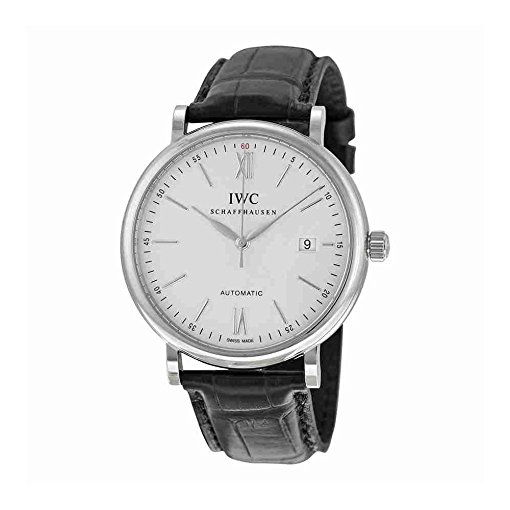 IWC Men's Quartz Stainless Steel and Leather Watch, Color:Black (Model: IW356501)
