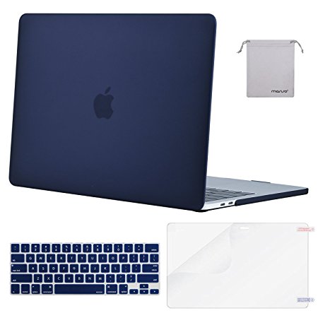 Mosiso MacBook Pro 15 Case 2017 & 2016 Release A1707, Plastic Hard Shell with Keyboard Cover with Screen Protector with Storage Bag for Newest MacBook Pro 15 Inch with Touch Bar, Navy Blue