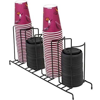 Sorbus Cup and Lid Organizer, Great for Office, Convenience Store, Coffee Shop, Buffet, and more, 4 Section Rack (Black)