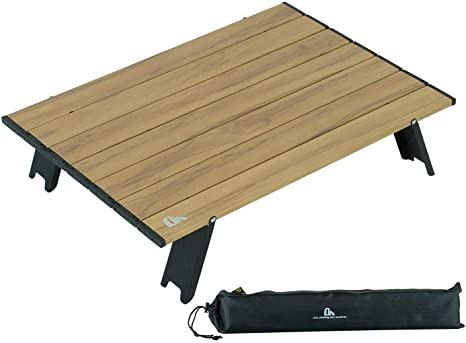 iClimb Ultralight Compact Mini Beach Picnic Folding Table with Carry Bag, Two Size (Nature - L)