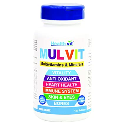 Healthvit Mulvit Multivitamins 31 Vitamins, Minerals and Amino Acids for Daily Health Anti-Oxidant and Natural Supplements - 120 Tablets