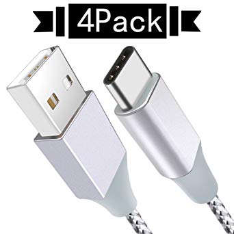 USB Type C Cable, yearscase (3ft, 3ft, 6ft, 6ft 4 Pack) Nylon Braided Fast Charger Cord (USB 2.0) for Samsung Galaxy S9,Note 8,S8 Plus,LG V30 V20 G6 G5,Google Pixel,Nexus 6P 5X,Moto Z Z2 (Silver&Gray)