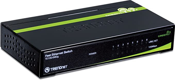 TRENDnet 8-Port Unmanaged 10/100 Mbps GREENnet Ethernet Desktop Metal Housing Switch, TE100-S80G