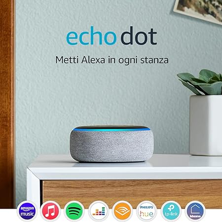 Echo Dot (3ª generazione) - Altoparlante intelligente con integrazione Alexa - Tessuto grigio mélange