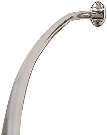 Premier 35607SSIL Never Rust Adjustable Curved Shower Rod, Exposed Mount, 44-72", Chrome, 43.13" x 2.5" x 6.5"