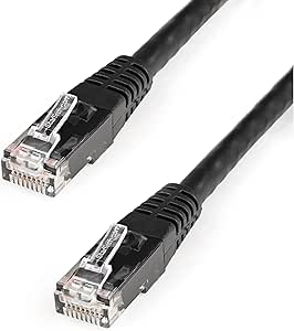 StarTech.com 10ft CAT6 Ethernet Cable - Black CAT 6 Gigabit Ethernet Wire -650MHz 100W PoE   RJ45 UTP Molded Category 6 Network/Patch Cord w/Strain Relief/Fluke Tested UL/TIA Certified (C6PATCH10BK)