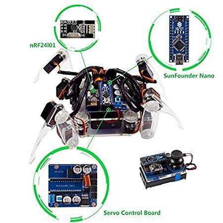 SunFounder Remote control Crawling Robotics Model DIY Kit For Arduino Electronics Servo Motor RC Smart Toys Detail Manual