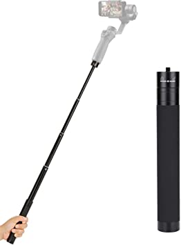SZABTO Adjustable Extension Rod Telescopic Pole Monopod for Gimbal/GoPro/Action Camera/DSLR/Mirrorless Camera,for DJI Osmo Mobile 3/Feiyu/Zhiyun Smooth 4 and All Gimbles with 1/4" Thread Handhled Pole