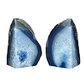 Agate Bookend Dyed Blue Polished 1 Pair - 3 to 4 Lbs JIC Gem