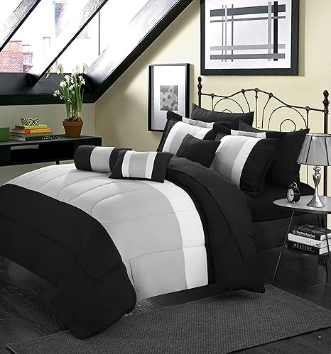 Chic Home 10-Piece Serenity Comforter Set, King, Black