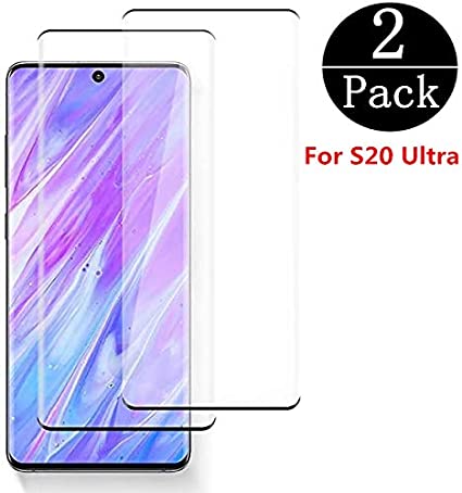 [2 Pack][Black] Compatible Galaxy S20 Ultra Screen Protector,[HD Clear] Bubble Free Case-Friendly Tempered Glass Screen Protector for Samsung Galaxy S20 Ultra-6.9 Inch